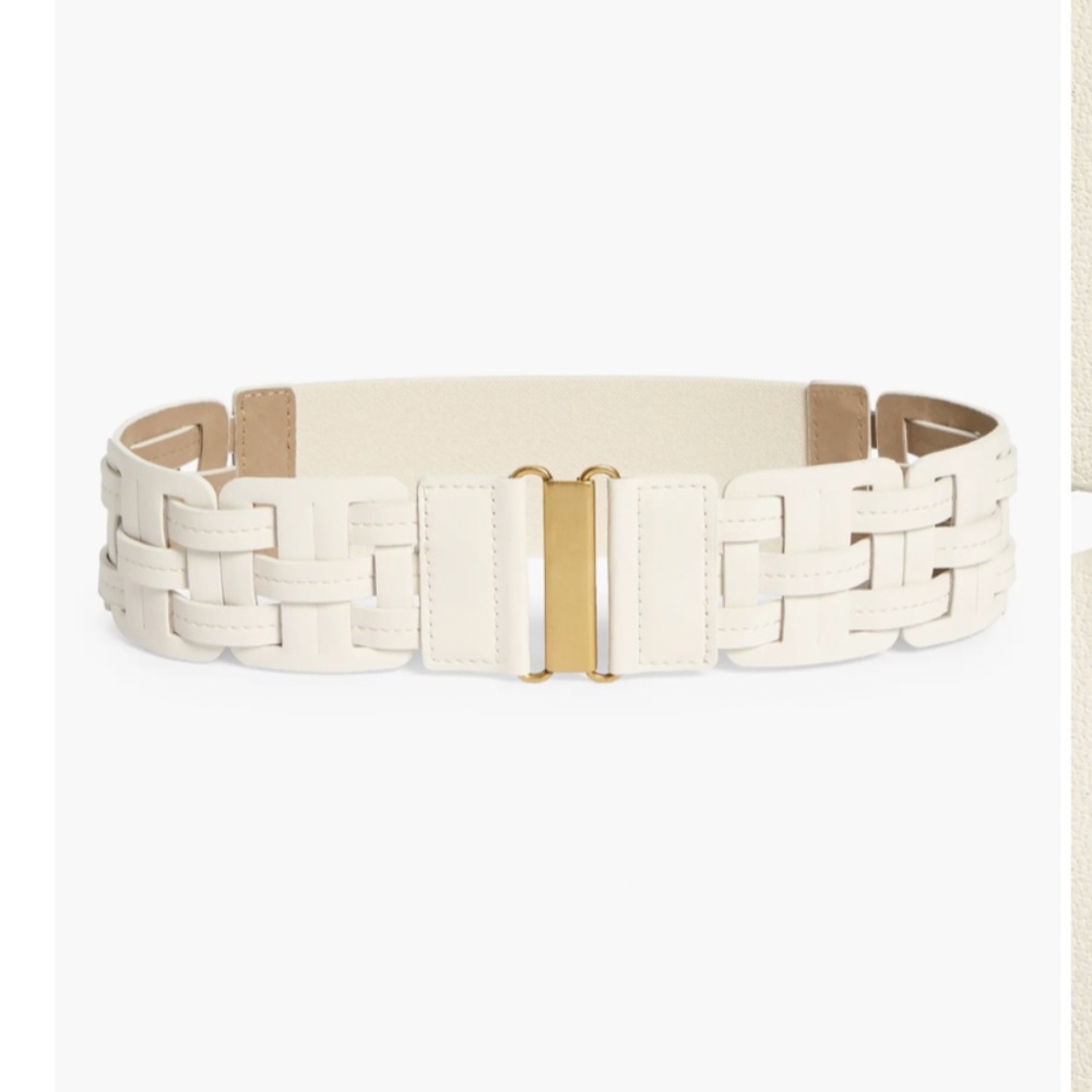 NORDSTROM Treasure & Bonds Oversize Braided Stretch Ivory & Gold Belt Size L/XL